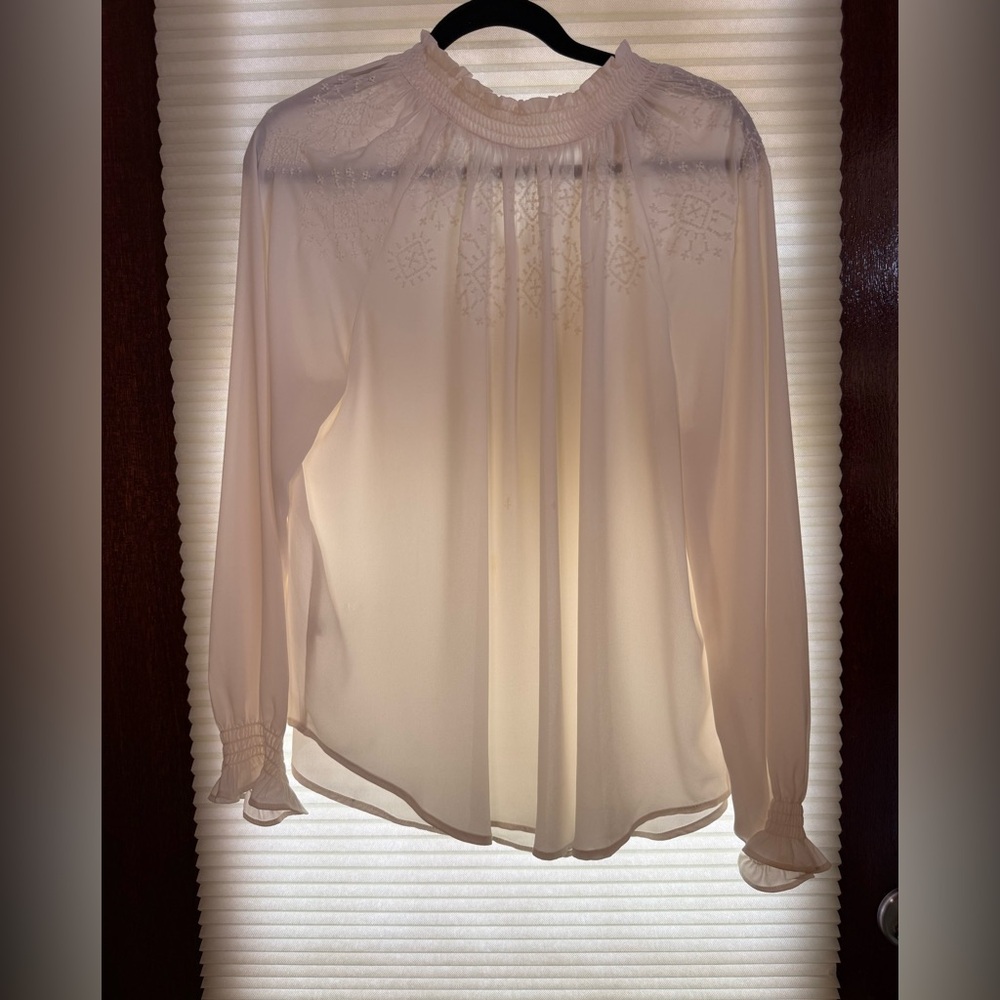 LOFT Sheer Cream Blouse